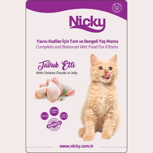 Nicky Yavru Kediler İçin Yaş Mama - Tavuk Etli