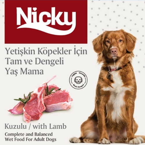 Nicky Yetişkin Köpekler İçin Yaş Mama - Kuzu Etli 400GR