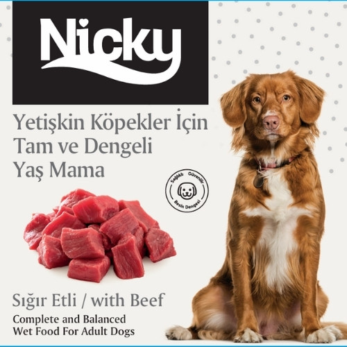 Nicky Yetişkin Köpekler İçin Yaş Mama - Sığır Etli 400GR
