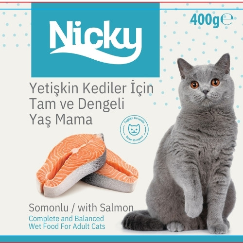 Nicky Yetişkin Kediler İçin Yaş Mama - Somonlu 400 GR