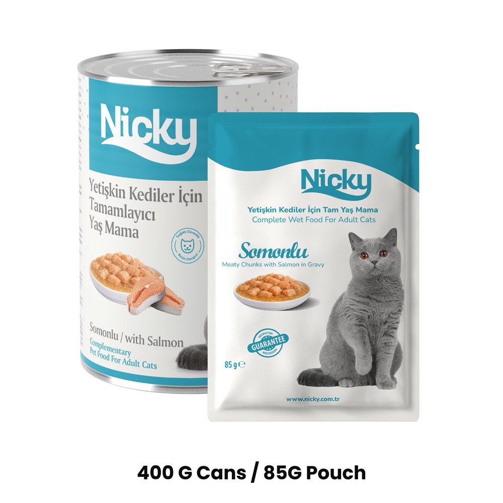 Nicky Adult Cat Meaty Chunks with Salmon in Gravy