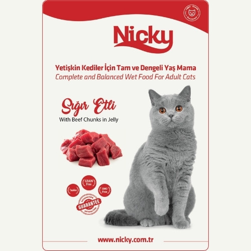 Nicky Adult Cat Wet Food – With Beef